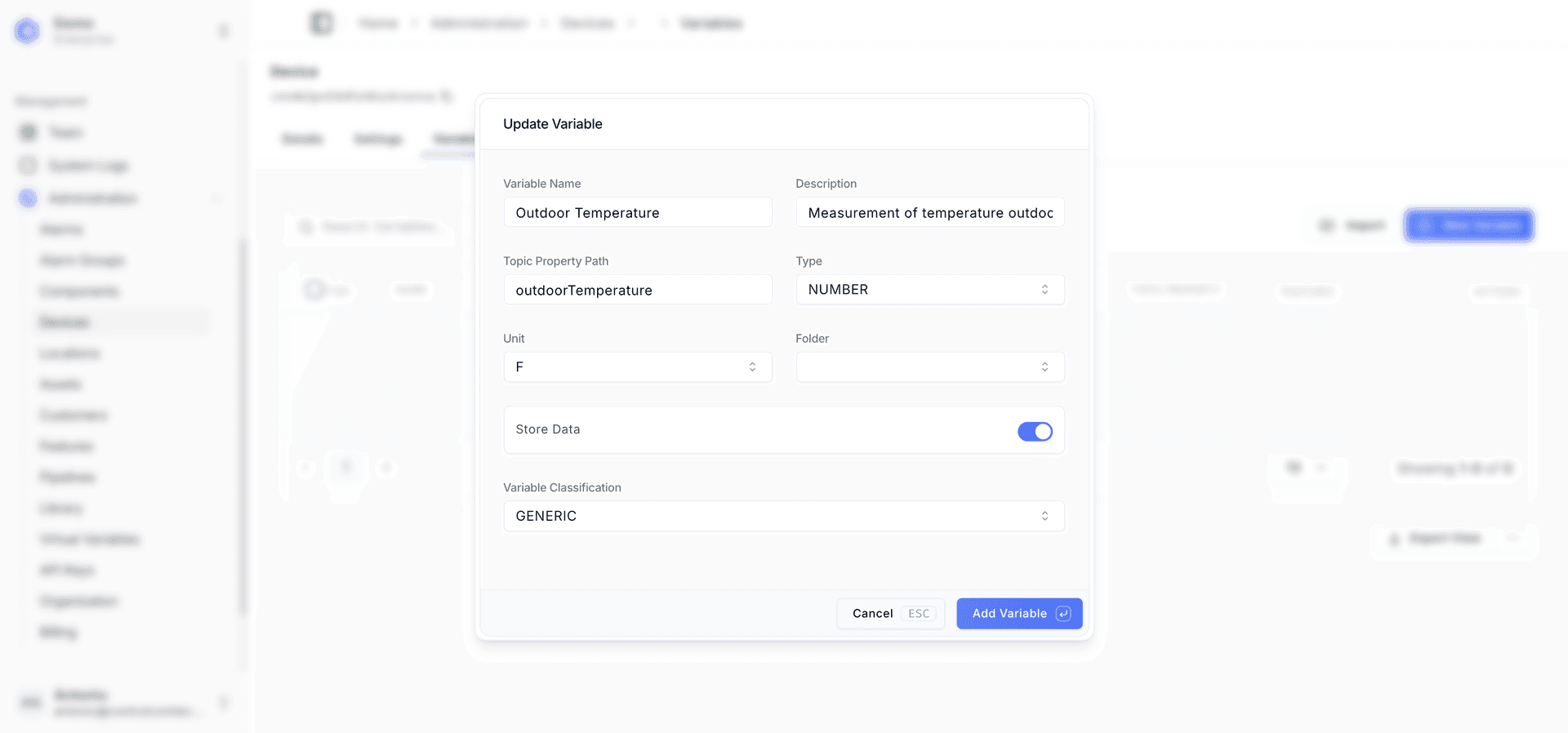 Add new device variable