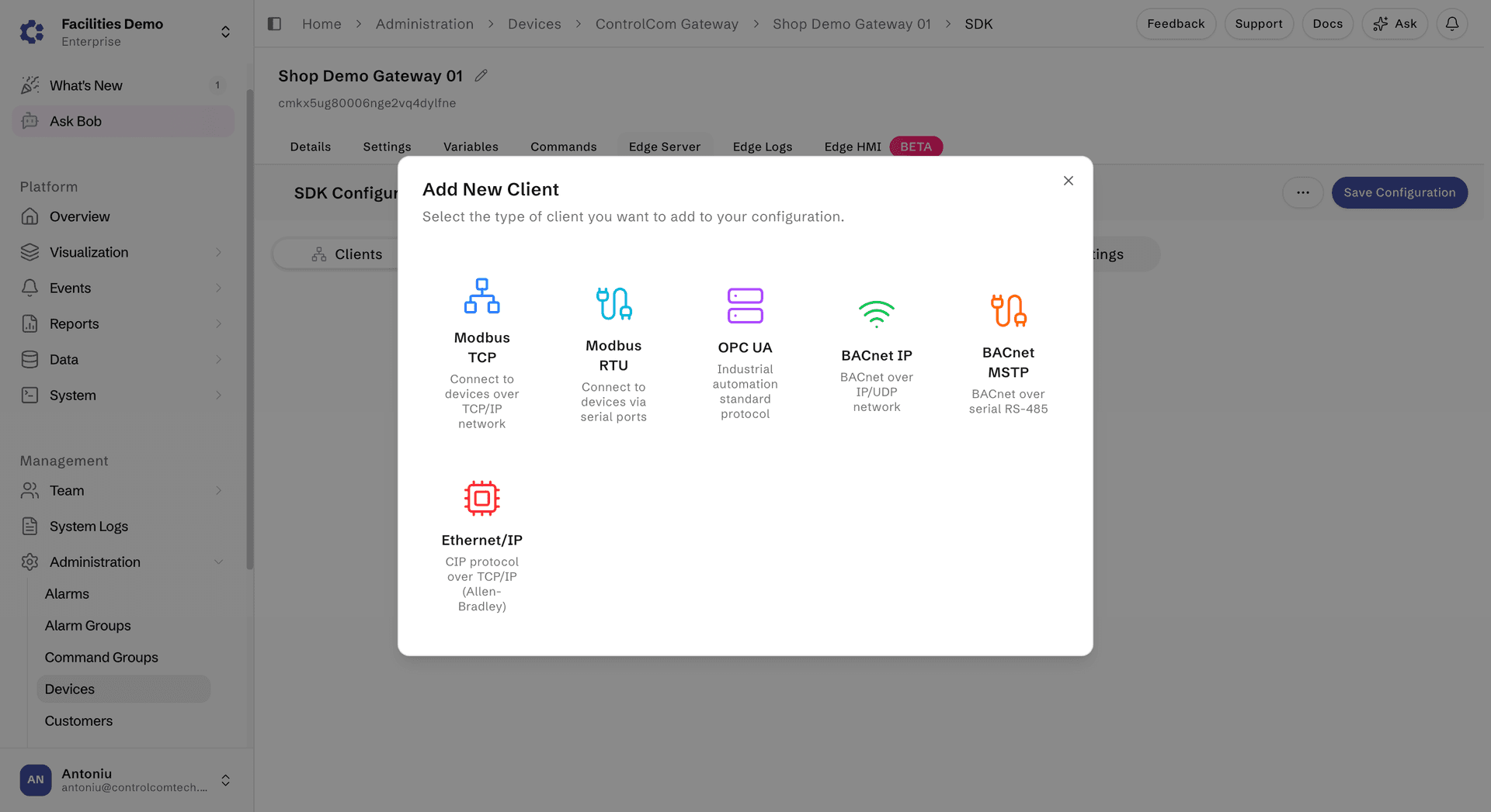Add New Client dialog